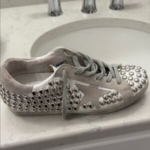 Golden Goose Gray Studded Sneakers